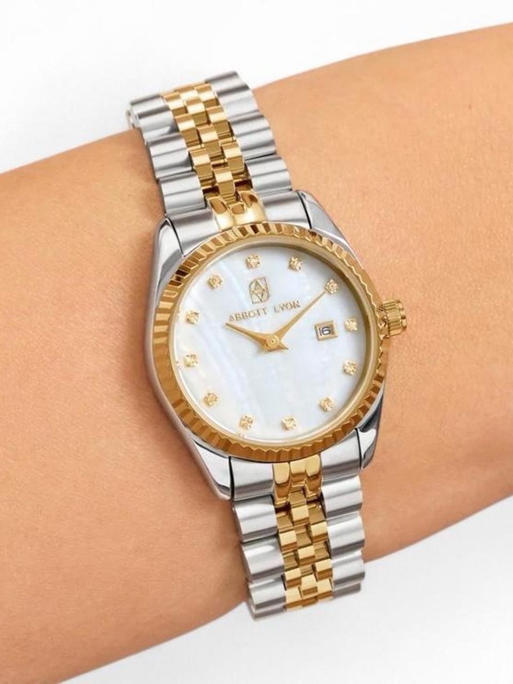 Abbott Lyon Women’s Two-Tone Gold & Silver Watch with White Dial